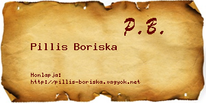 Pillis Boriska névjegykártya